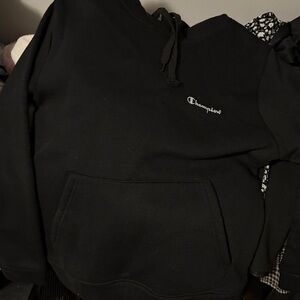 Champion Unisex Black Hooded Sweatshirt